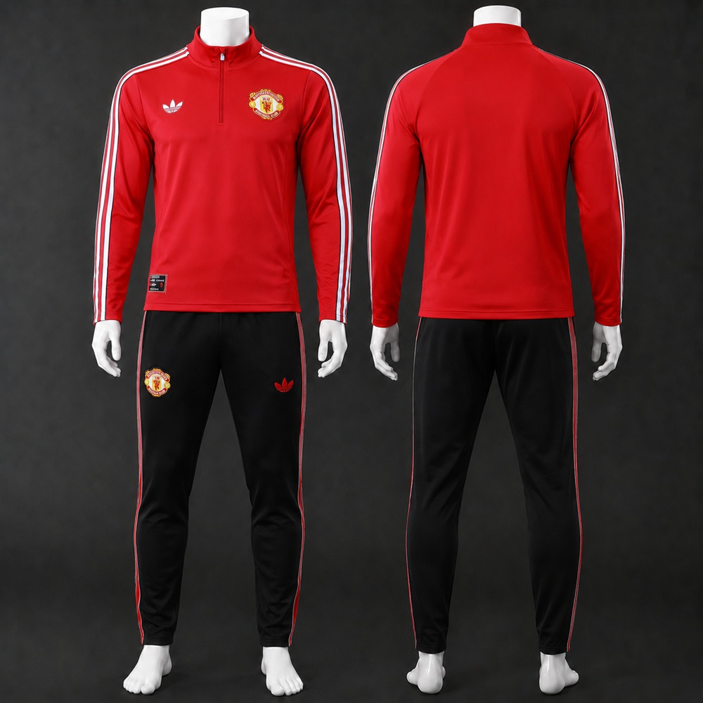 Manchester United 25/26 Red Black Half Zip Tracksuit