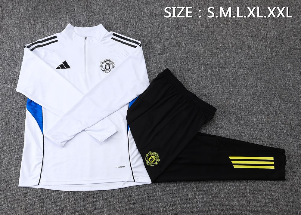 Manchester United 25/26 White Black Blue Half Zip Tracksuit Foto 2