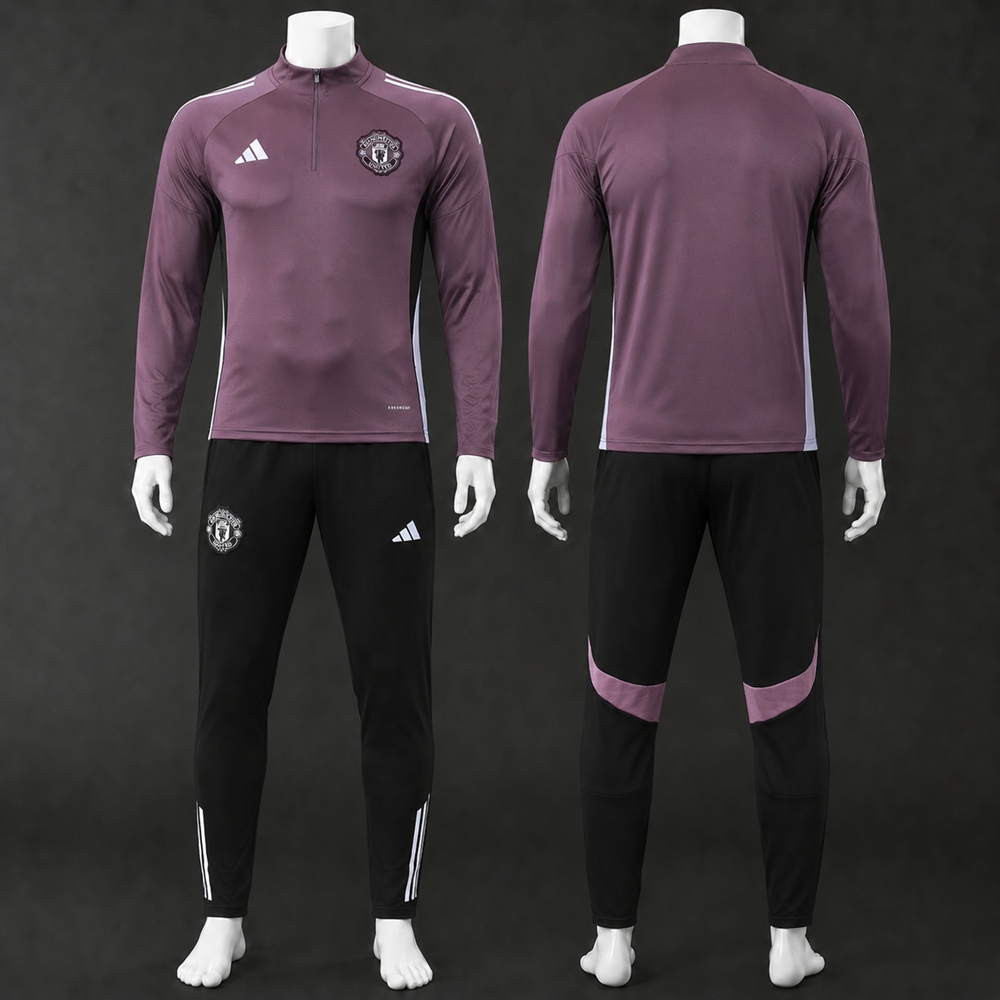 Manchester United 25/26 Purple Black Half Zip Tracksuit