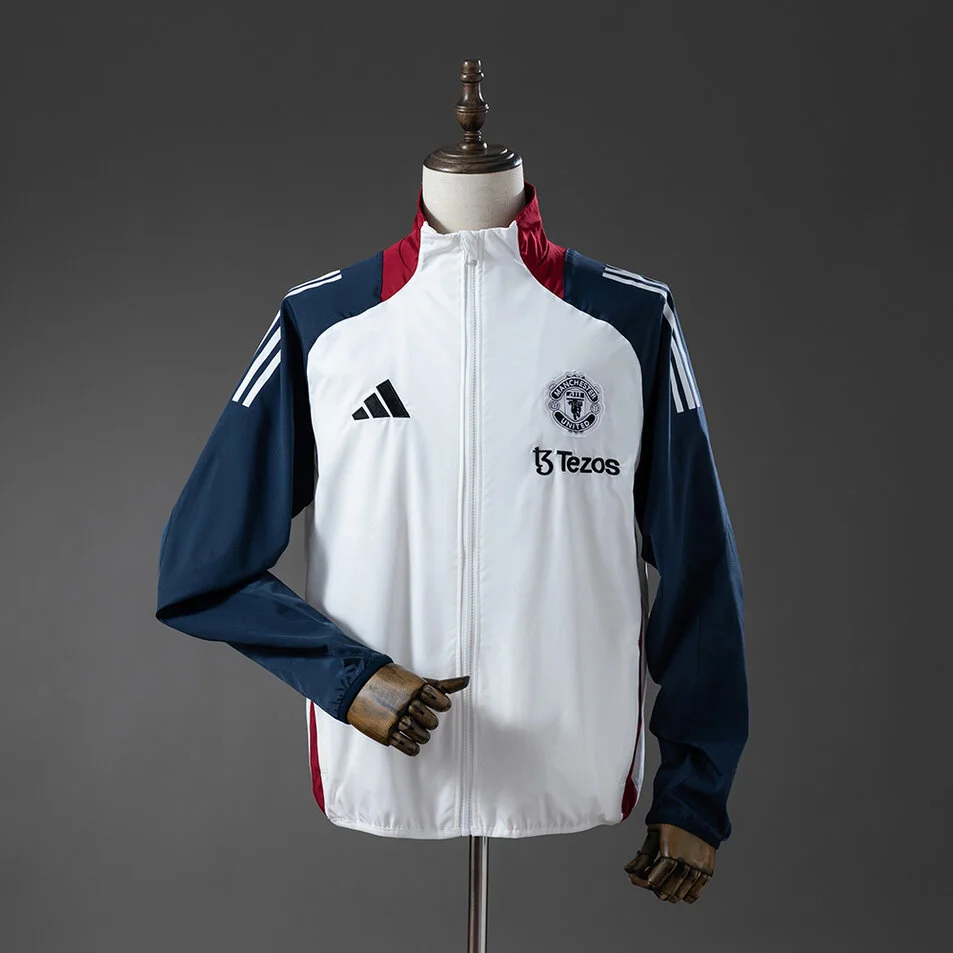 Manchester United Windbreaker White & Navy Blue
