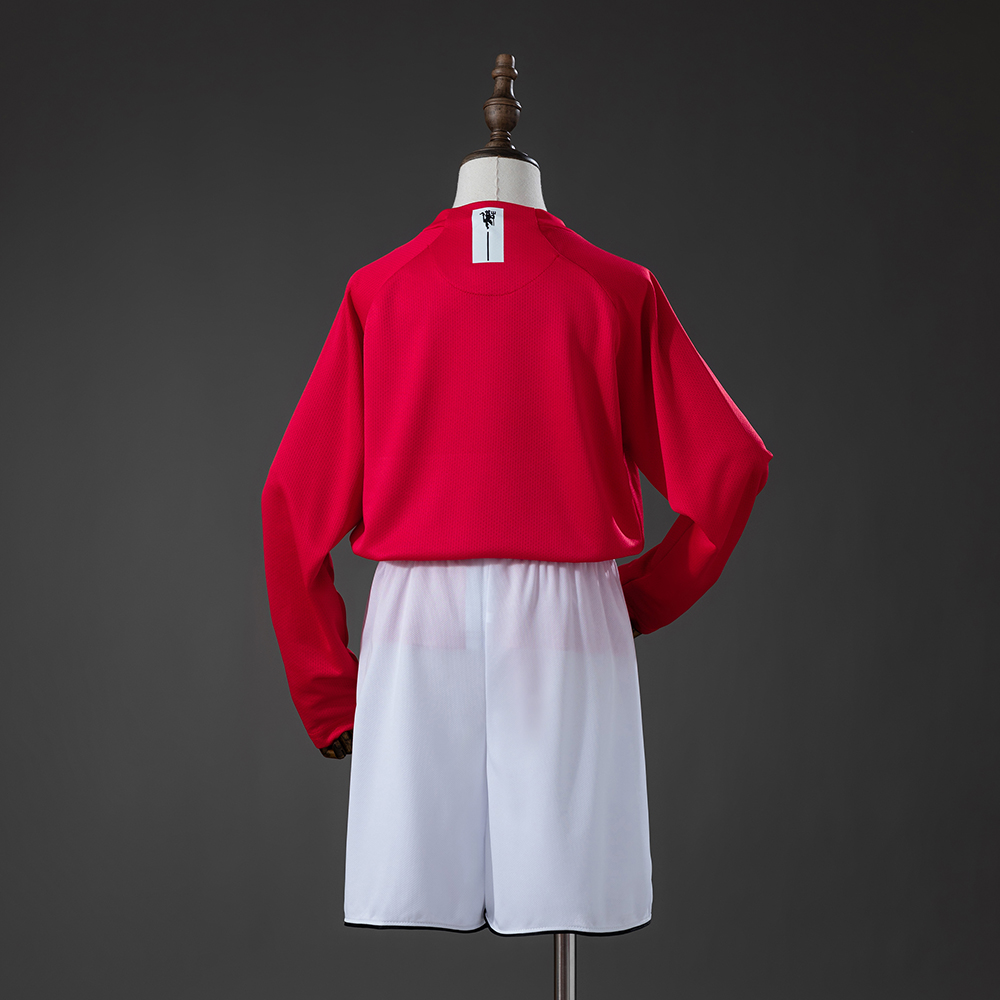 Manchester United 07/08 Home Retro Long Sleeve Kids Kit Jersey Foto 2