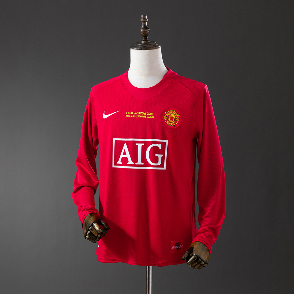 Manchester United 07/08 Home Champions League Edition (League Edition Optional) Long Sleeve Retro Jersey