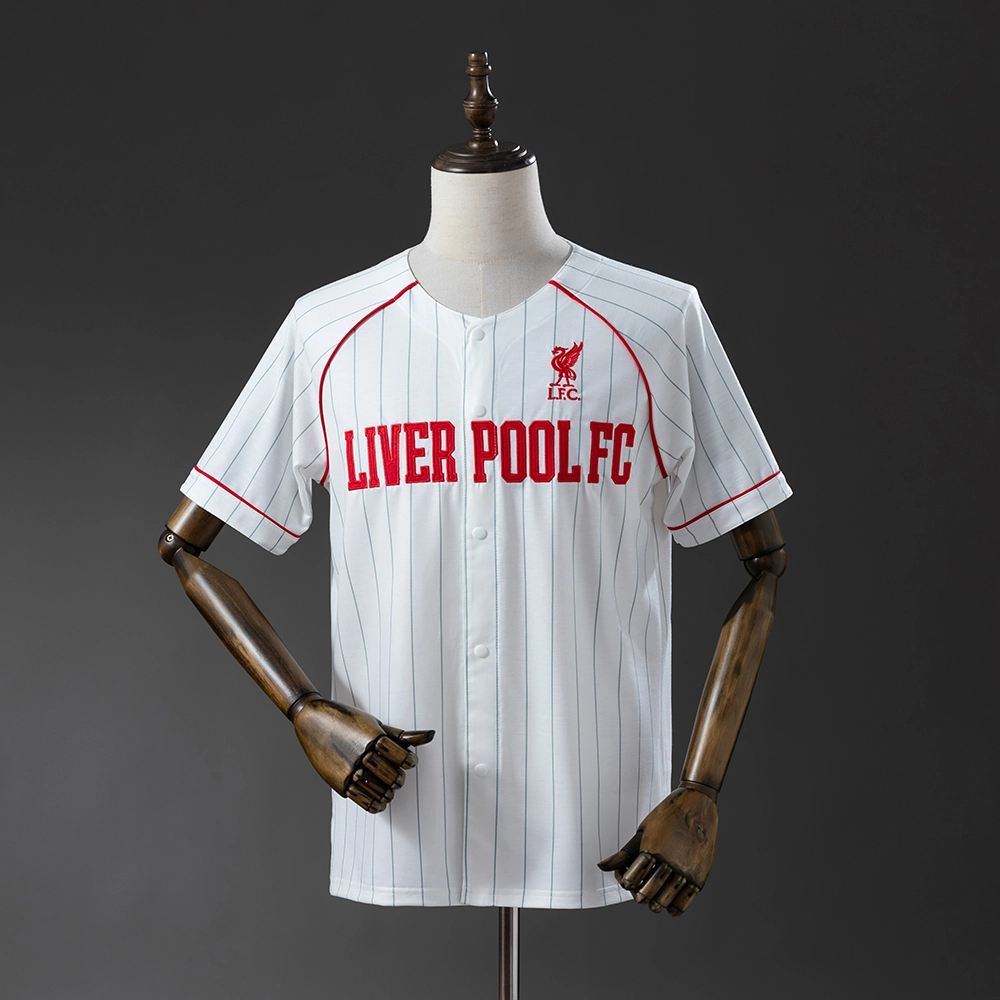 Liverpool 25/26 US Pack Full-Button Baseball Jersey White