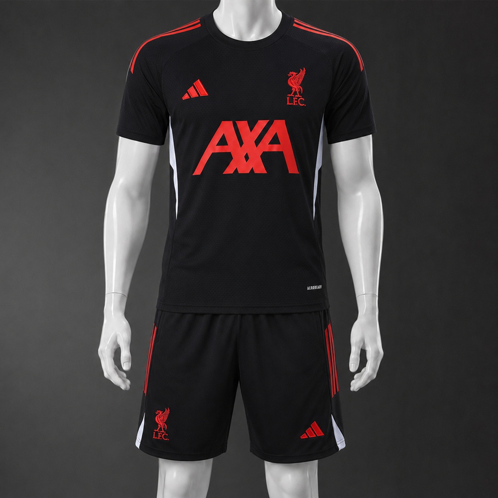 Liverpool 25/26 Black Red Short Sleeve Short Set