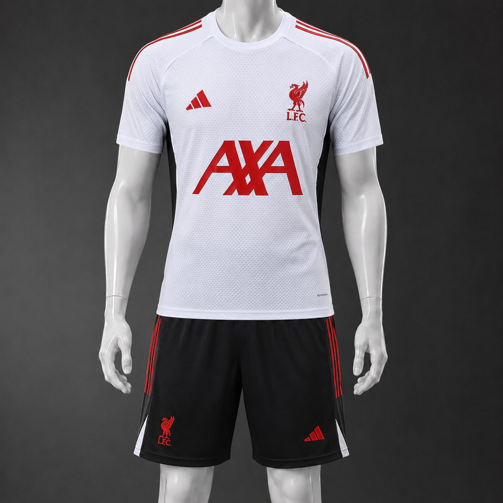 Liverpool 25/26 White Black Short Sleeve Short Set