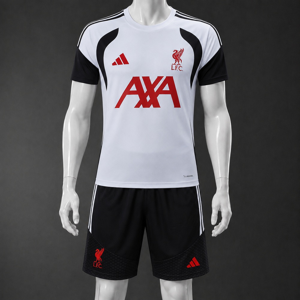 Liverpool 26/27 White Black Short sleeve kit