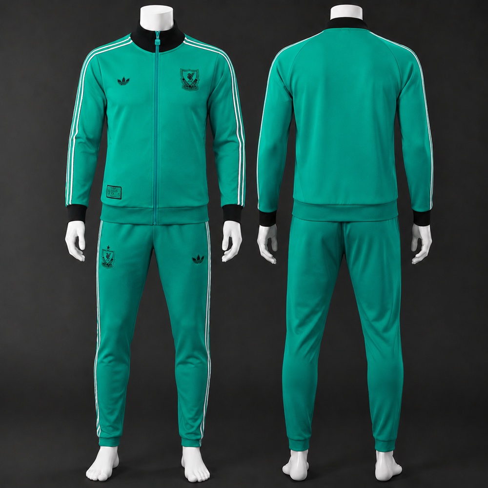 Liverpool 25/26 Green Retro Soccer Jacket Kit Set