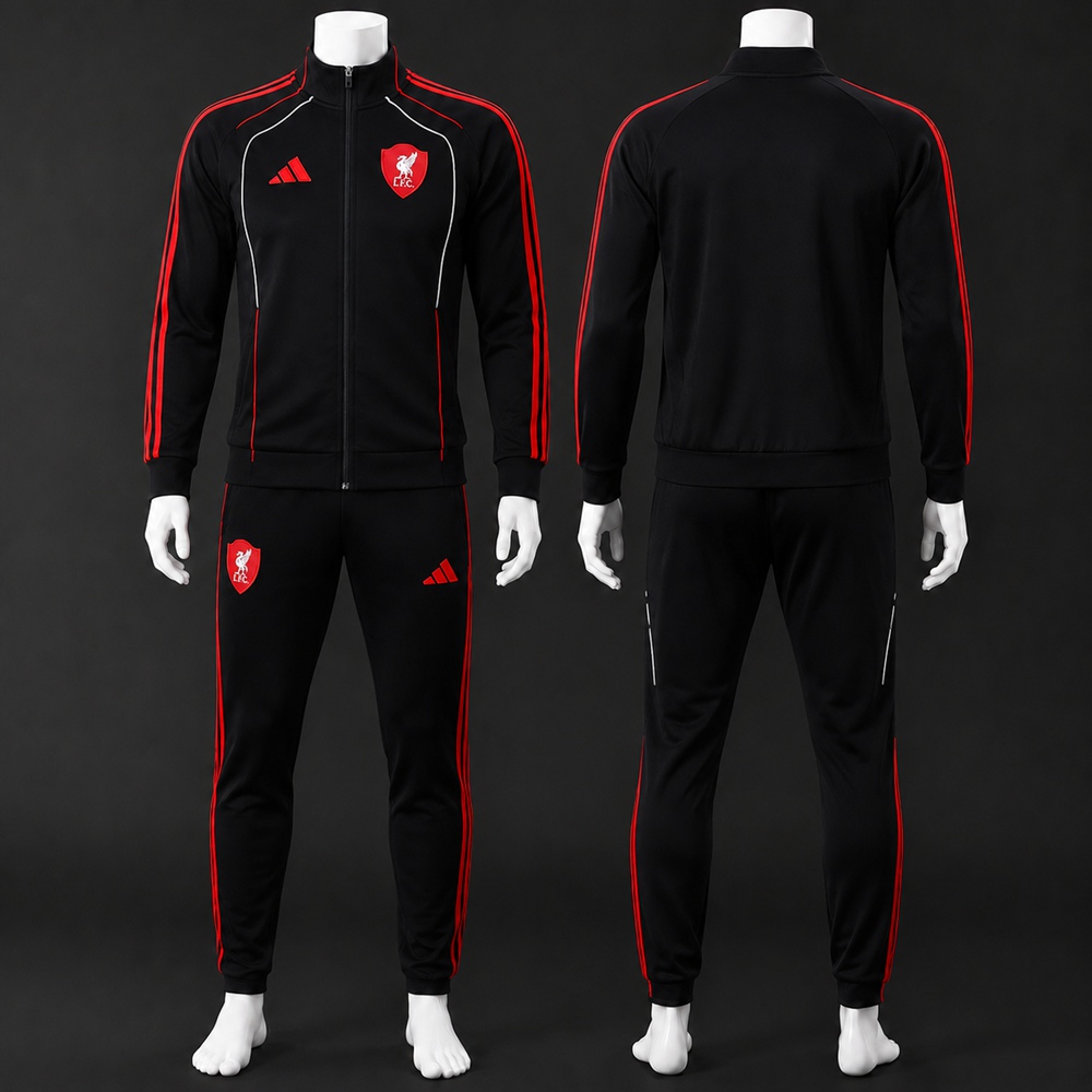 Liverpool 25/26 Black Red Soccer Jacket Kit Set