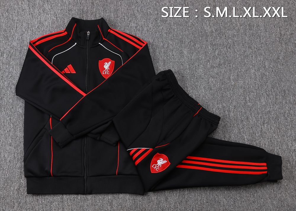 Liverpool 25/26 Black Red Soccer Jacket Kit Set Foto 2