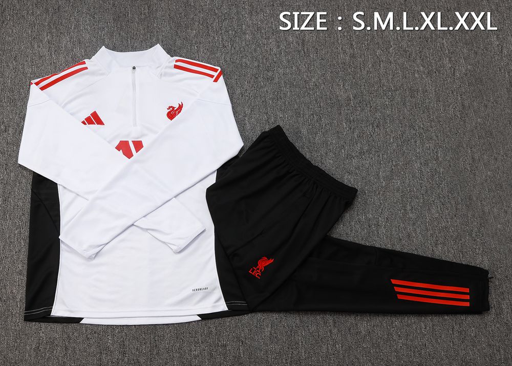 Liverpool 25/26 White Black Red Half Zip Tracksuit Foto 2
