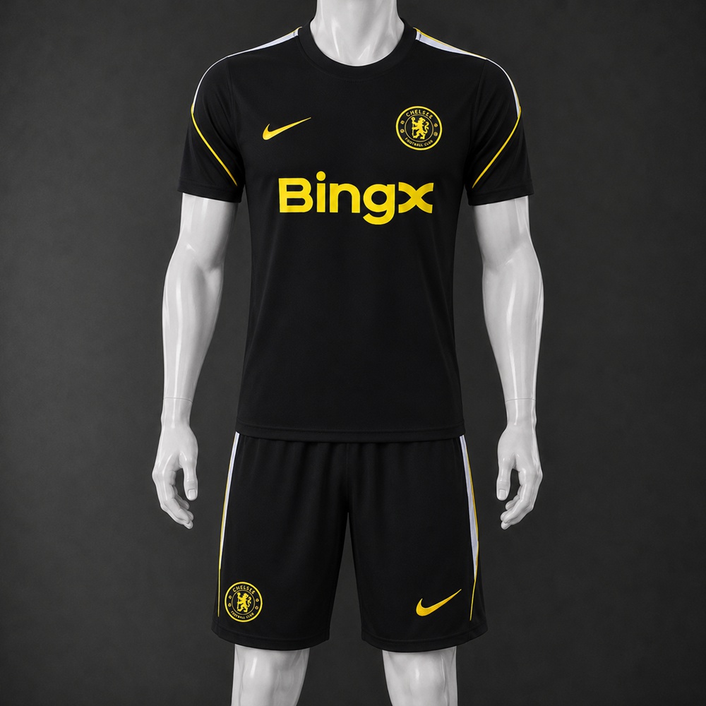 Chelsea 26/27 Black Yellow Short Sleeve Short Set