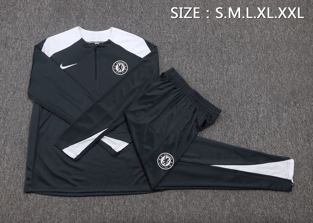 Chelsea 25/26 Black White Half Zip Tracksuit Foto 2