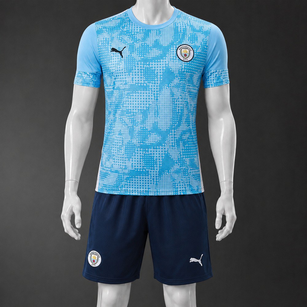 Manchester City 25/26 Light Blue Navy Short Sleeve Short Set