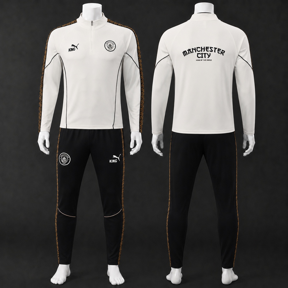 Manchester City 26/27 White Black Half Zip Tracksuit