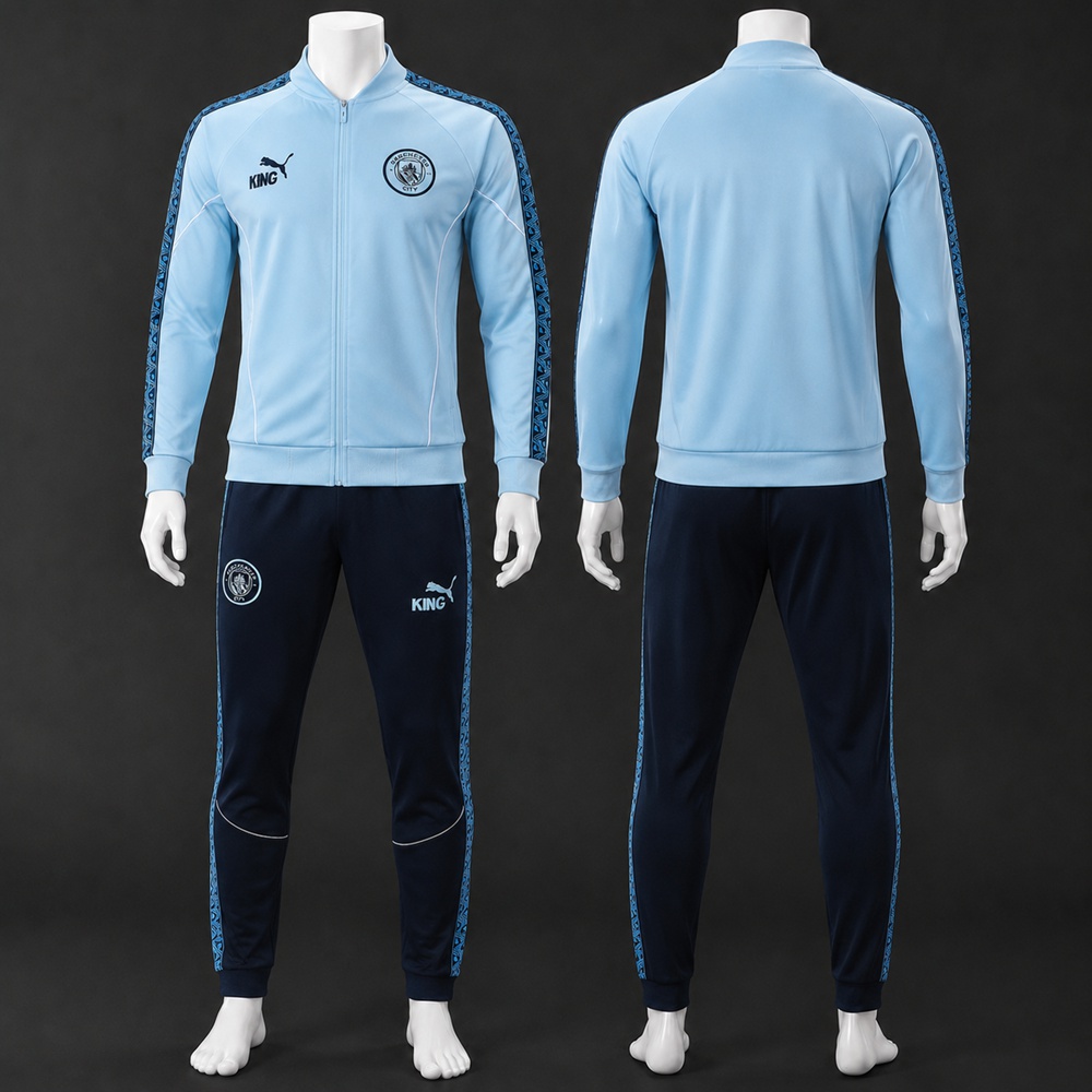 Manchester City 25/26 Light Blue Football Jacket Kit Set