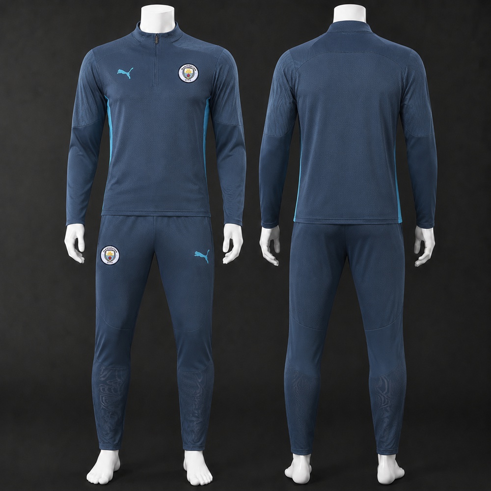 Manchester City 25/26 Blue Cyan Half Zip Tracksuit