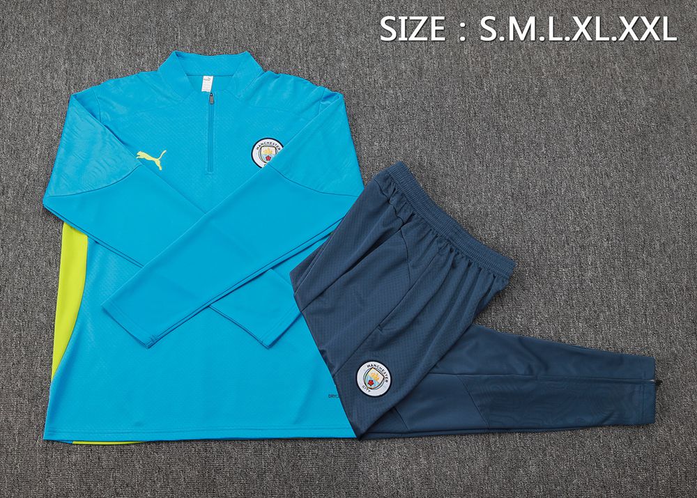 Manchester City 25/26 Sky Blue Navy Yellow Half Zip Tracksuit Foto 2