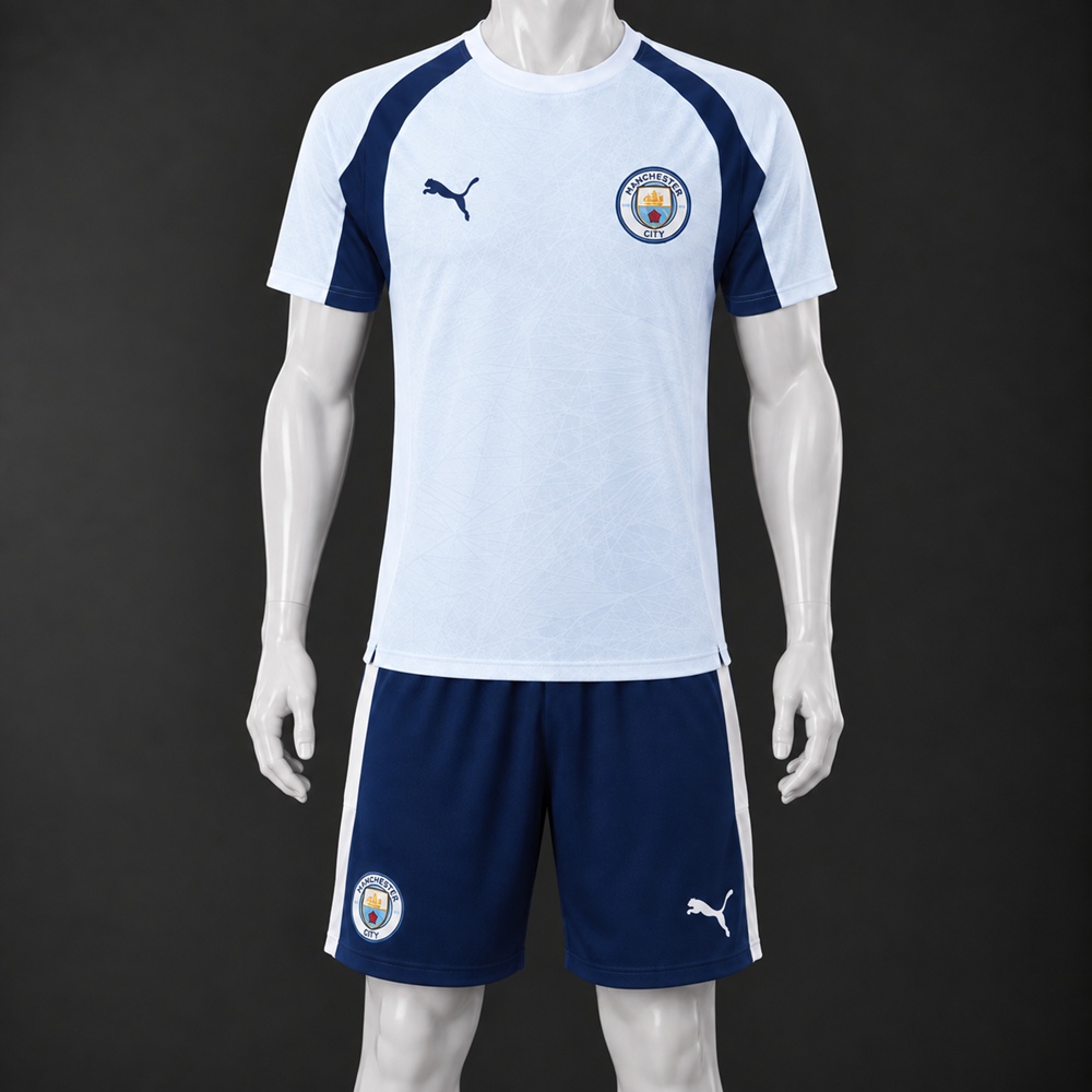 Manchester City 26/27 White Light Blue Navy Short-Sleeve Shorts Set