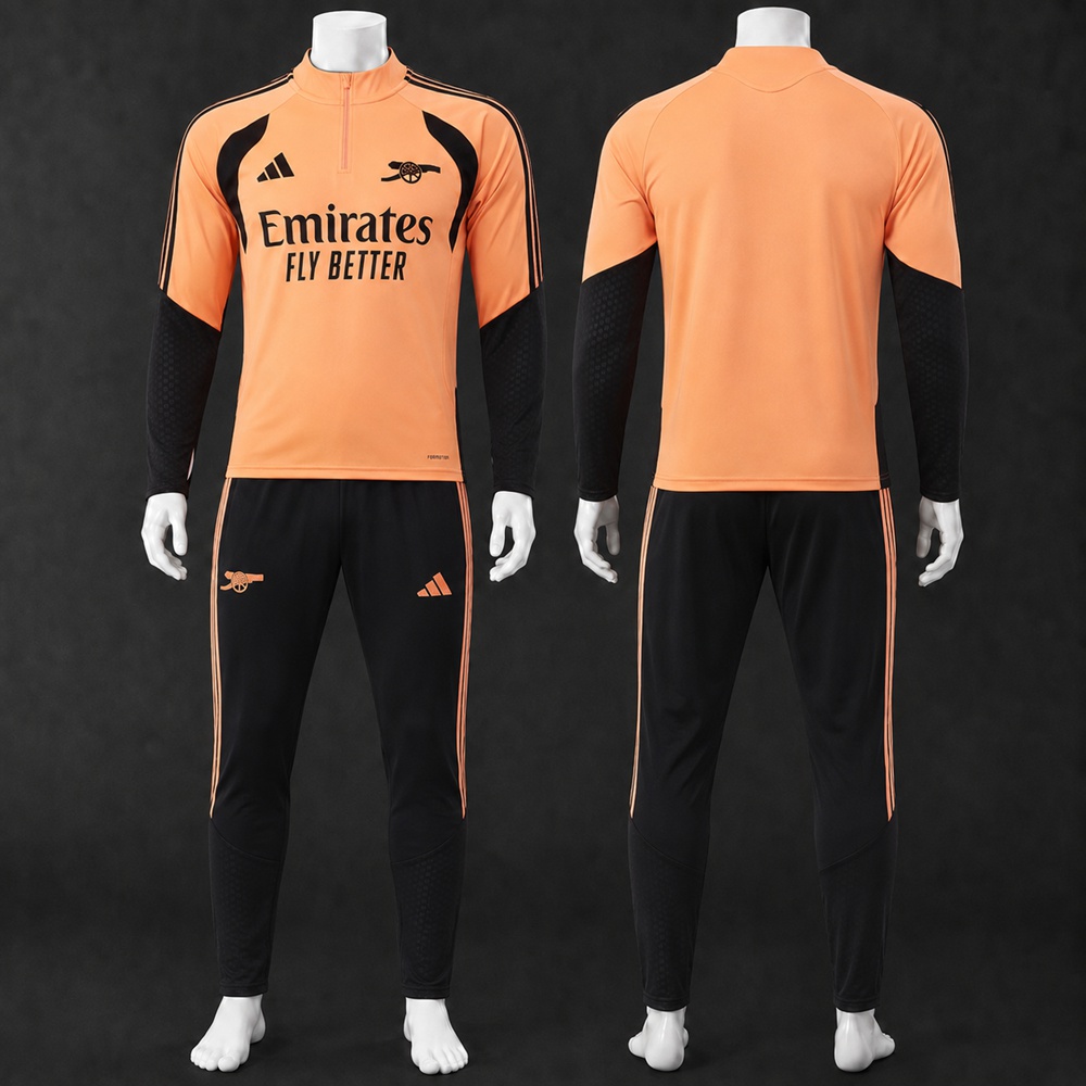 Arsenal 26/27 Orange Black Half Zip Tracksuit