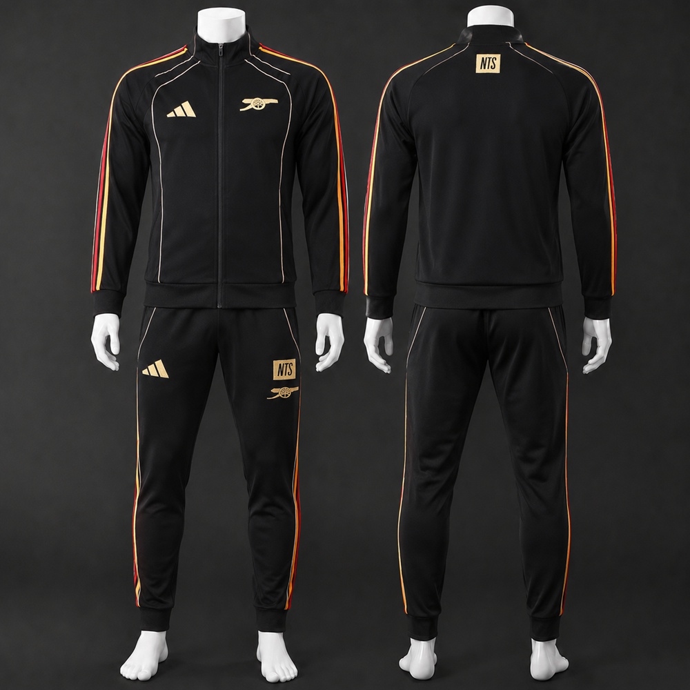 Arsenal 25/26 Black Stripe Soccer Jacket Kit Set