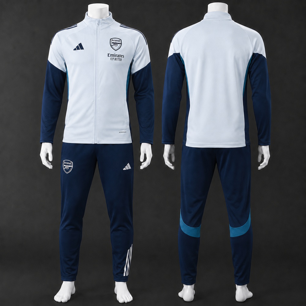 Arsenal 25/26 Light White Navy Football Jacket Kit Set