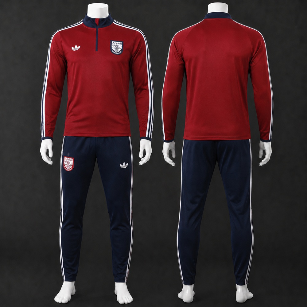 Arsenal 25/26 Red Navy White Half Zip Tracksuit