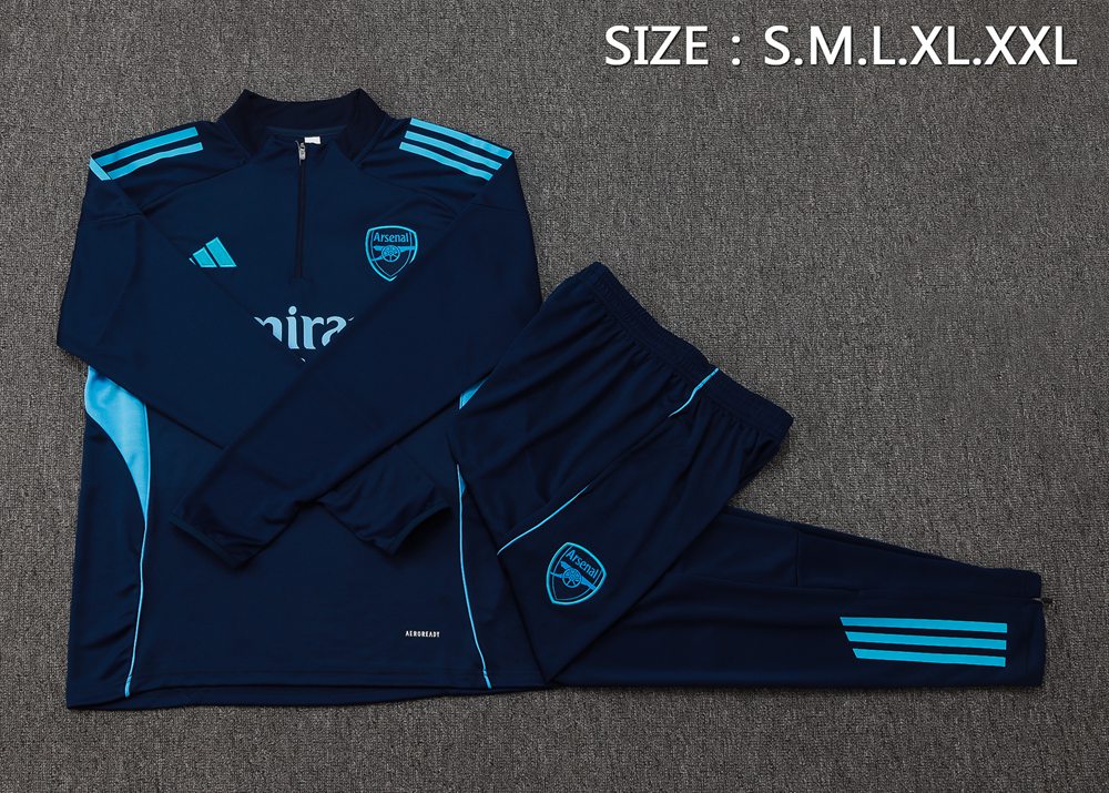 Arsenal 25/26 Navy Blue Cyan Half Zip Tracksuit1 Foto 2