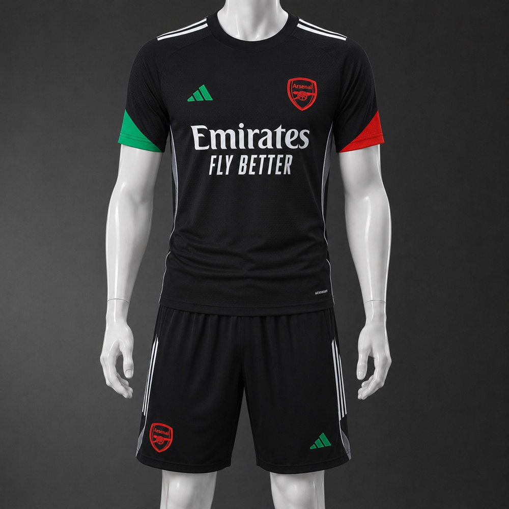 Arsenal 25/26 Black Multicolor Short Sleeve Short Set