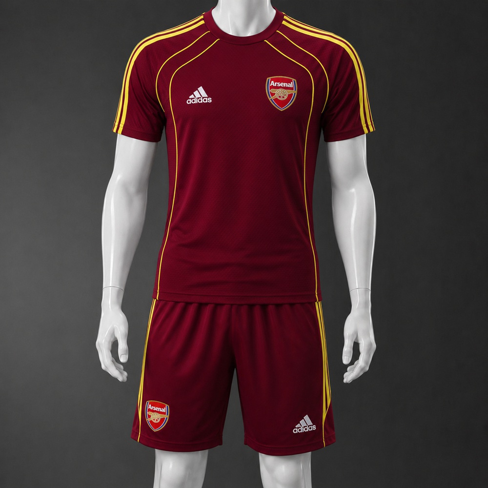 Arsenal 25/26 Maroon Yellow Short Sleeve Short Set