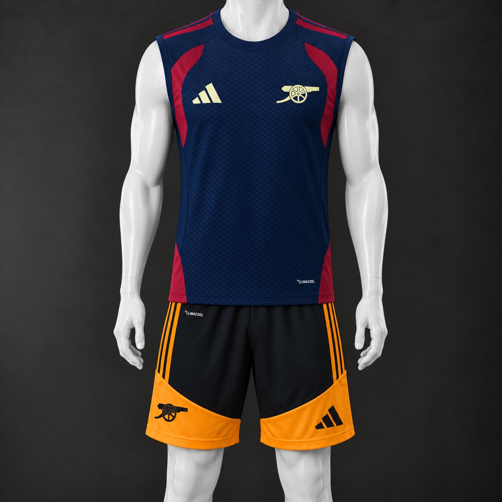 Arsenal 26/27 Navy Blue Black Orange Red Training Vest Set