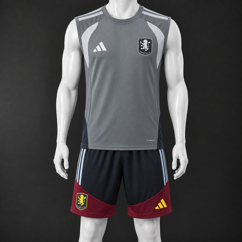 Aston Villa 26/27 Grey Navy Blue Claret Training Vest Set