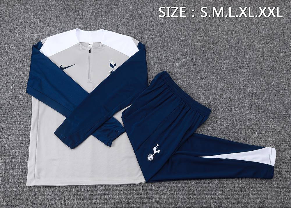 Tottenham 25/26 Grey Navy Half Zip Tracksuit Foto 2