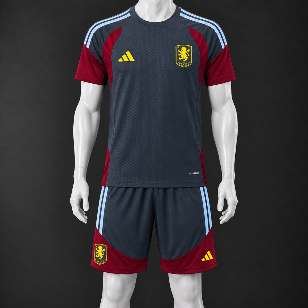 Aston Villa 26/27 Dark Gray Burgundy Light Blue Short-Sleeve Shorts Set