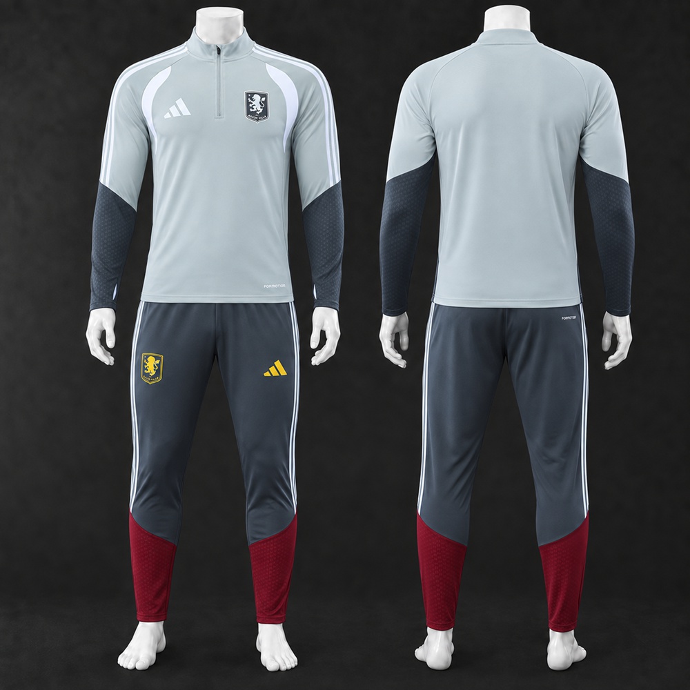 Aston Villa 26/27 Light Grey Navy Blue Claret Long Sleeved Training Kit