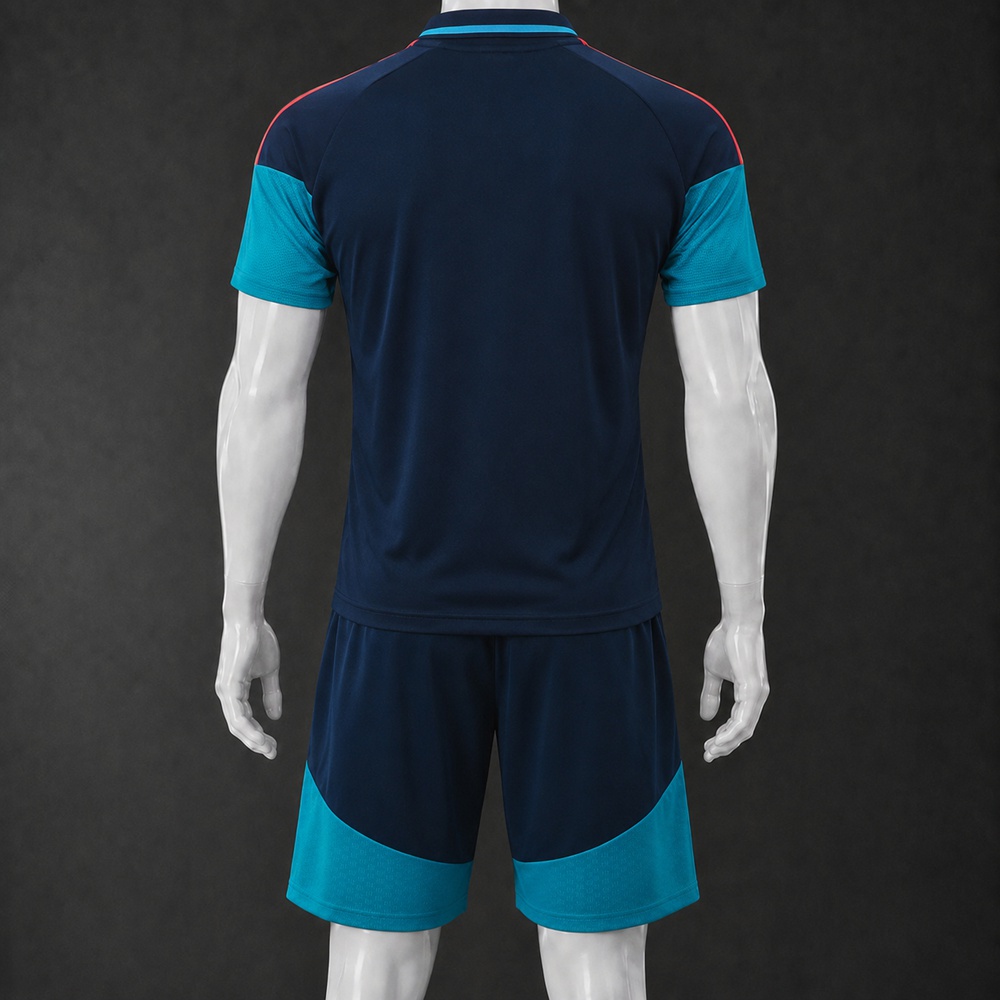 Spain 2 stars 26/27 Navy Cyan Polo Short Sleeve Short Set Foto 2
