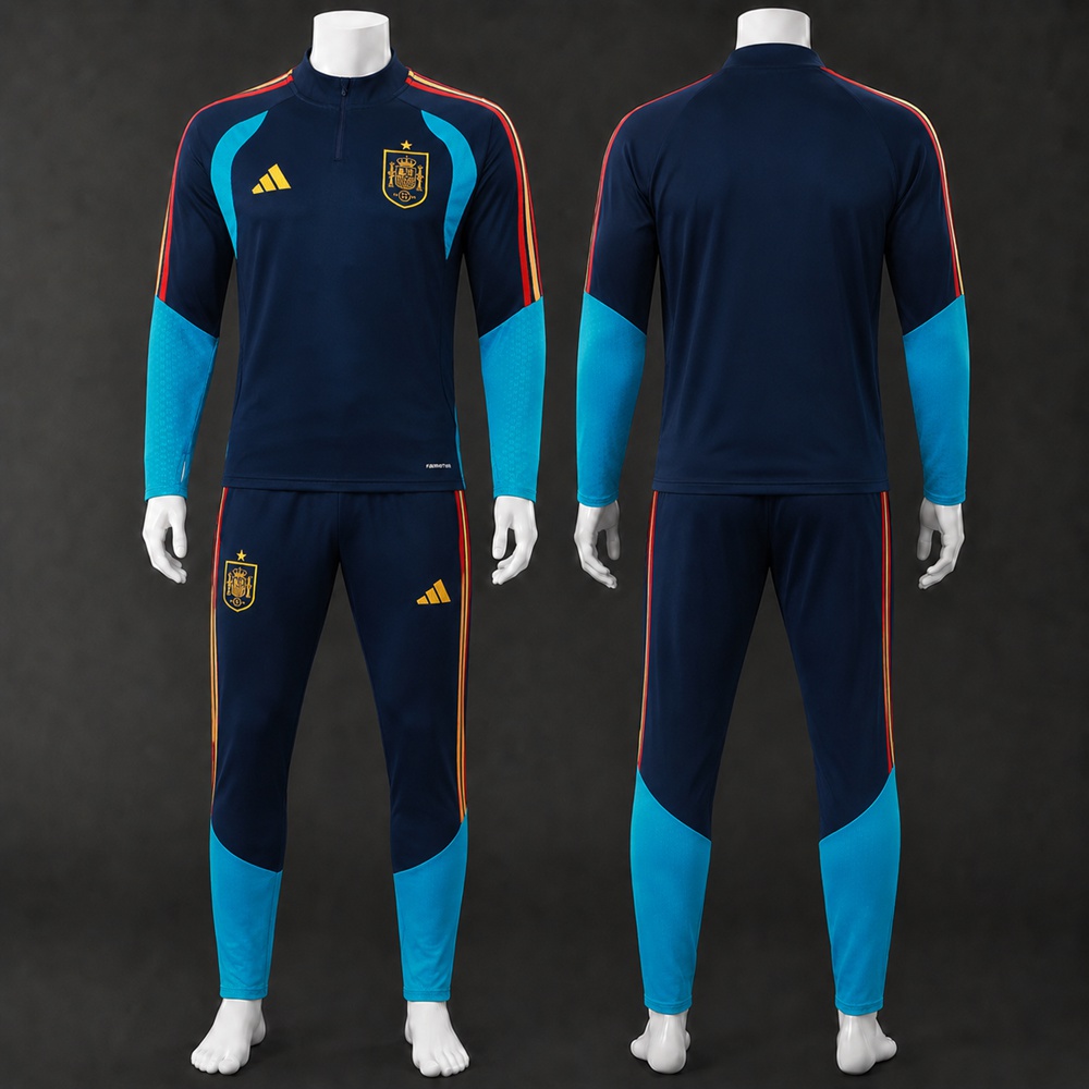 Spain 26/27 Navy Light Blue Half Zip Tracksuit