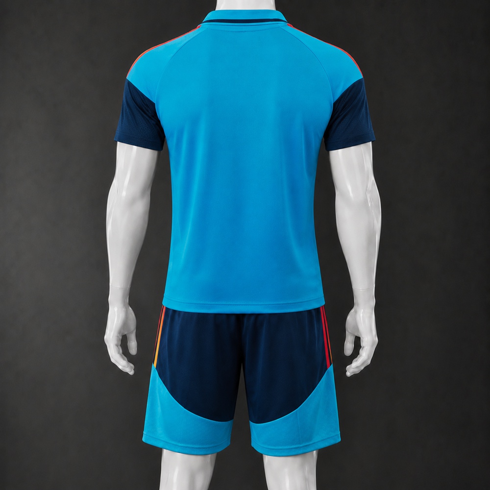 Spain 26/27 Light Blue Navy Polo Short Sleeve Short Set Foto 2