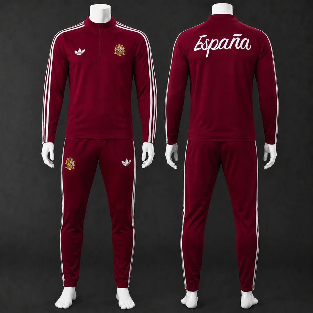 Spain 26/27 Burgundy Retro Half Zip Tracksuit