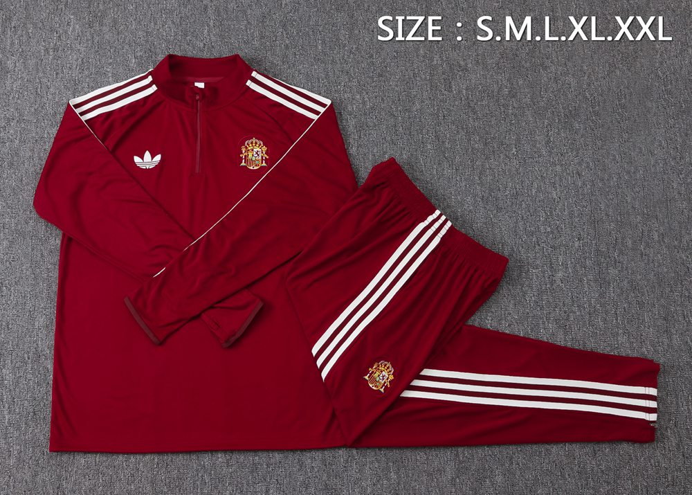 Spain 26/27 Burgundy Retro Half Zip Tracksuit Foto 2