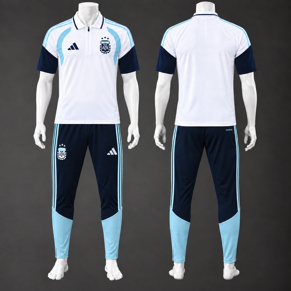 Argentina 26/27 White Navy Blue Light Blue Polo Trousers Kit