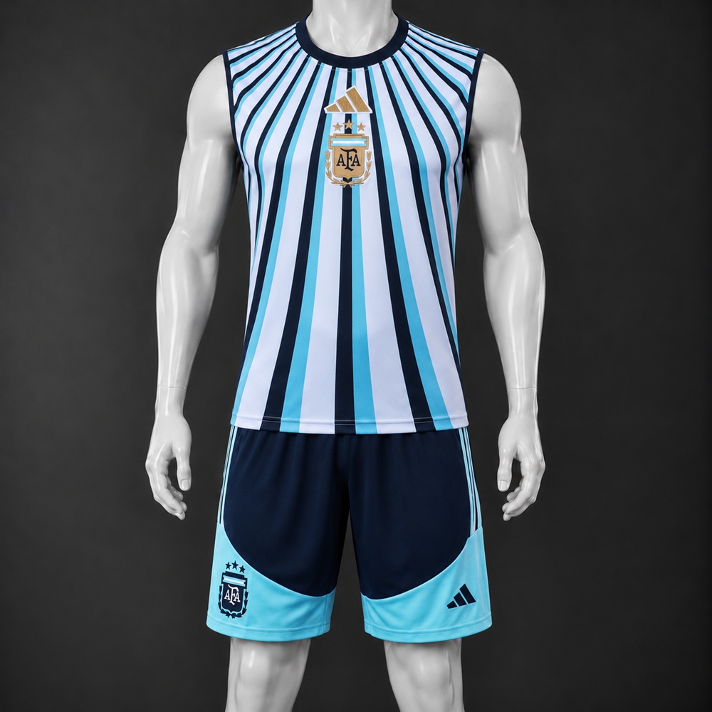Argentina 26/27 Sky Blue White Navy Training Vest Set