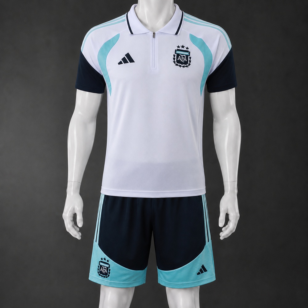 Argentina 26/27 White Navy Polo Short Sleeve Short Set