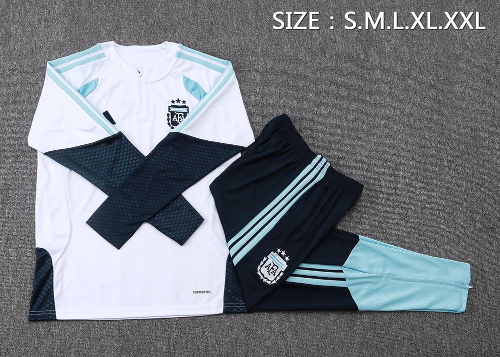 Argentina 26/27 White Navy Light Blue Half Zip Tracksuit Foto 2