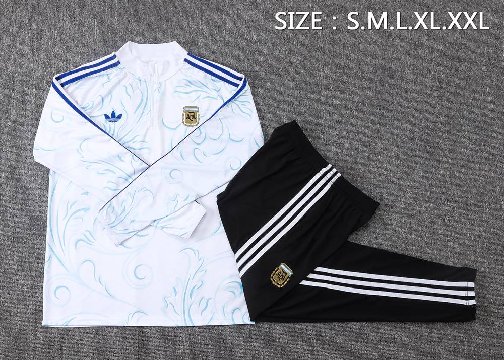 Argentina 26/27 White Printed Retro Half Zip Tracksuit Foto 2