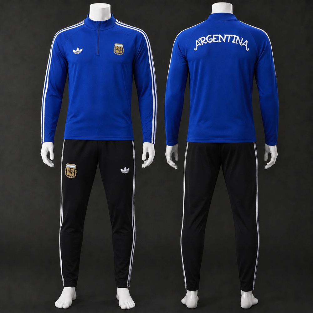 Argentina 26/27 Blue Black Retro Half Zip Tracksuit