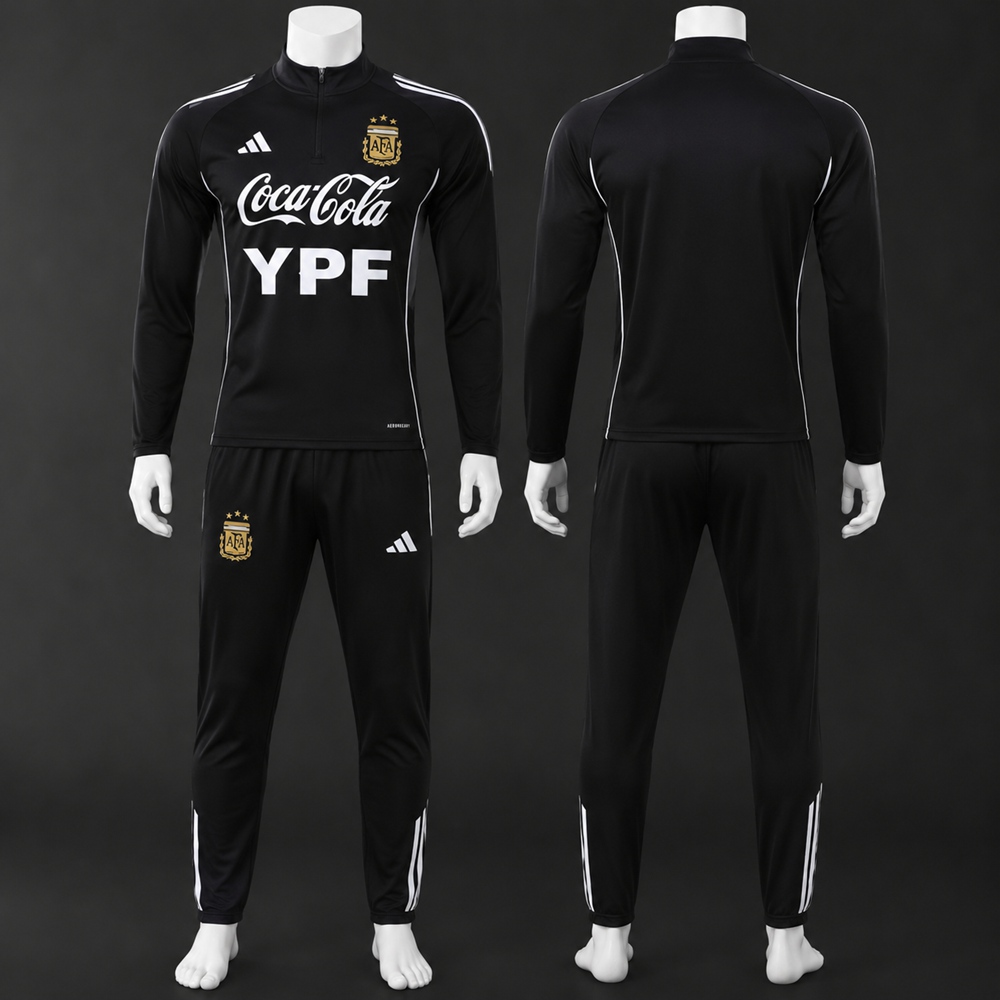 Argentina 25/26 Black White Half Zip Tracksuit