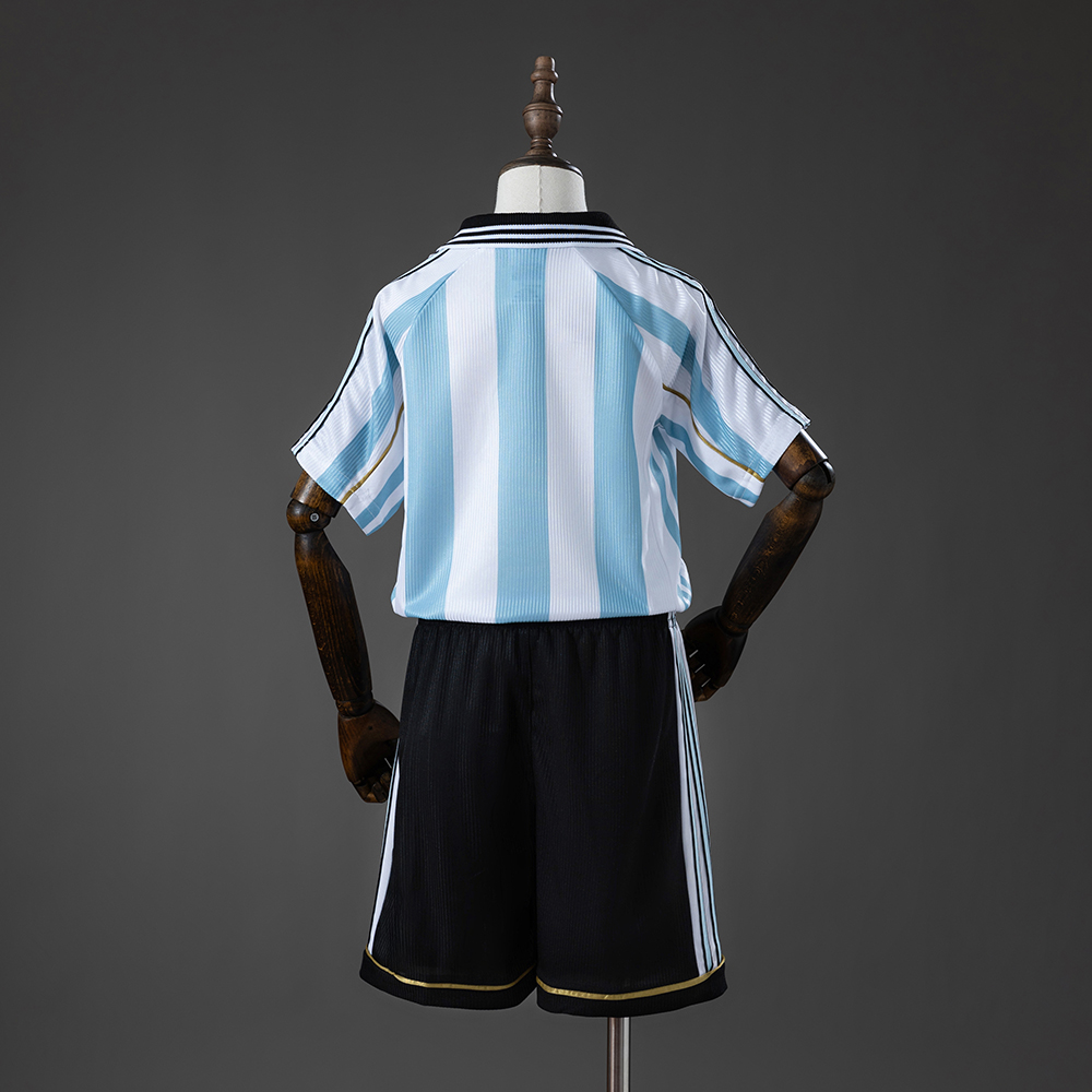 Argentina 1998 Home Retro Kids Kit Jersey Foto 2