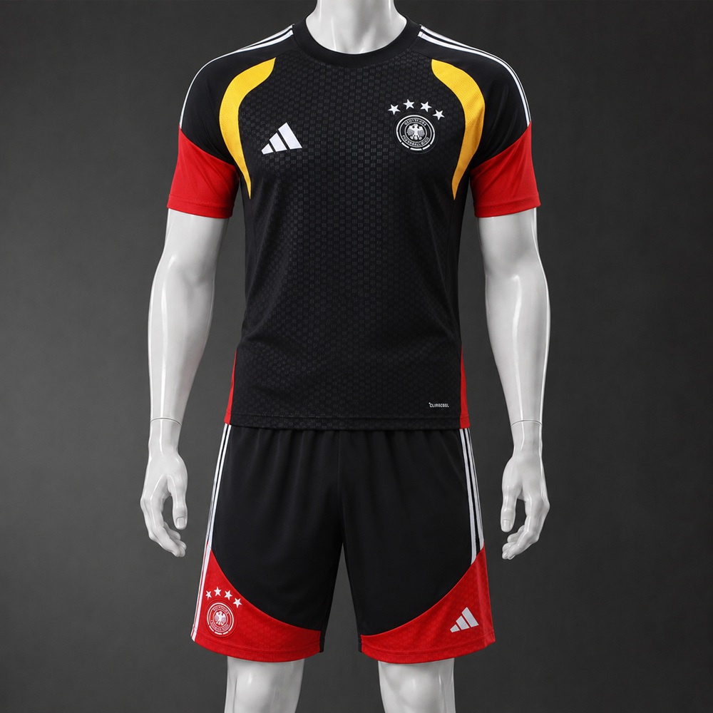 Germany 26/27 Black Red Short Sleeve Short Set