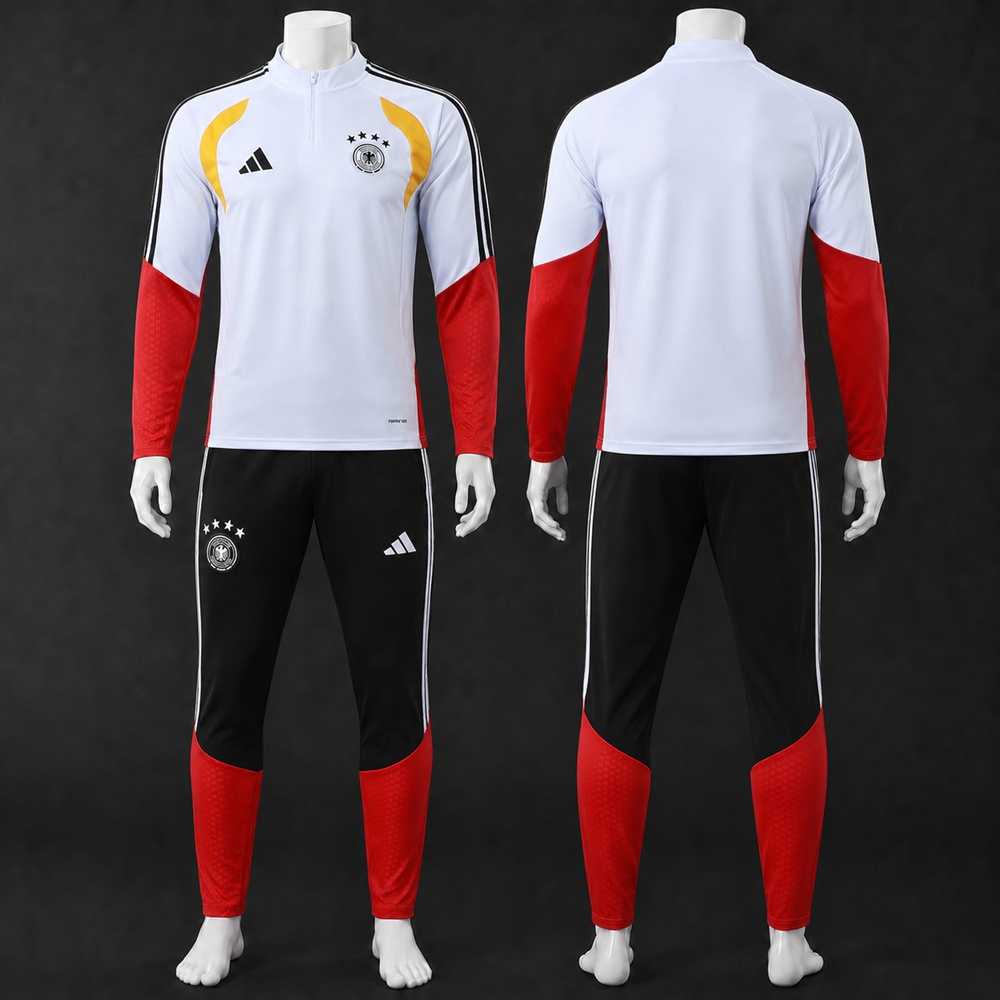 Germany 26/27 White Red Half Zip Tracksuit