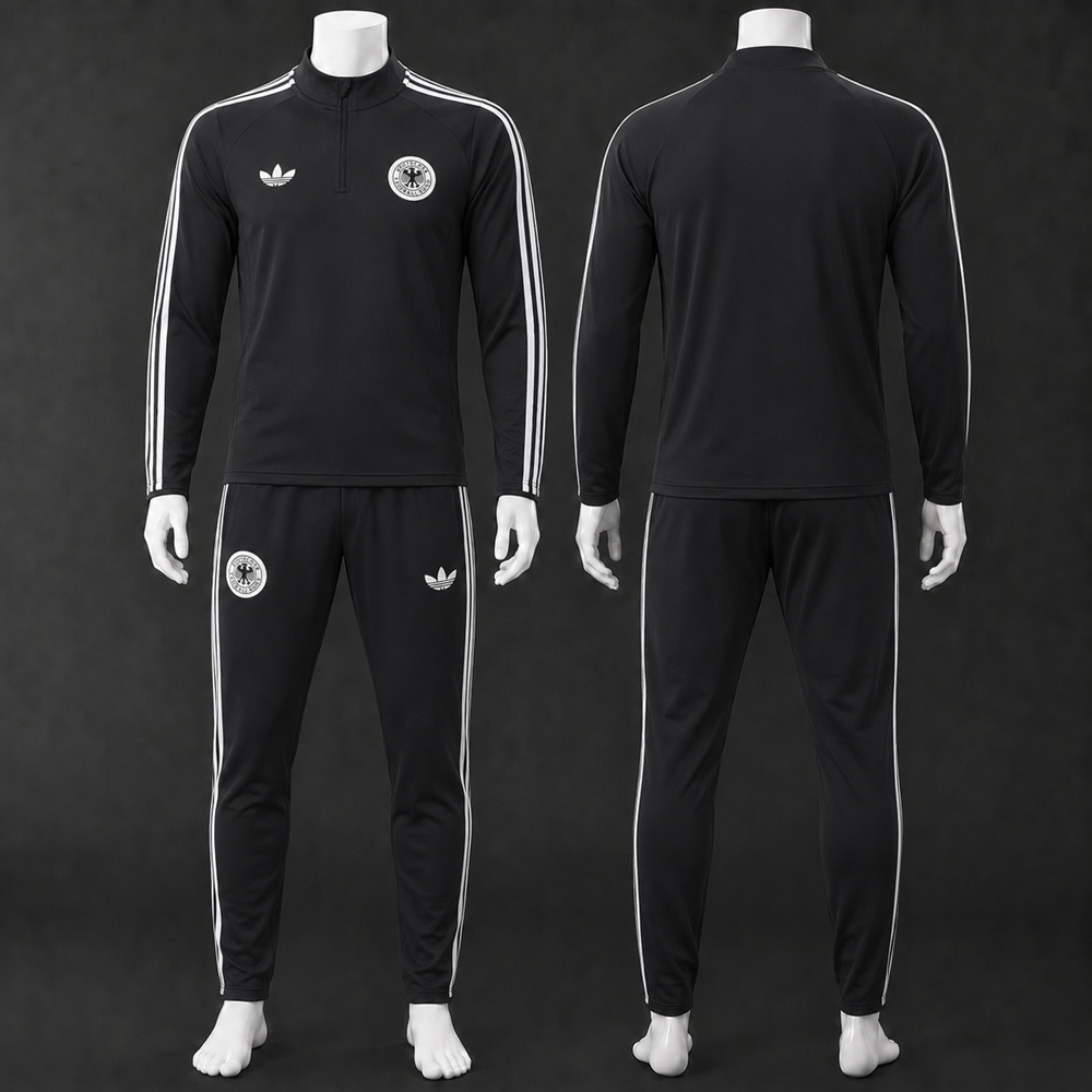 Germany 26/27 Black Retro Half Zip Tracksuit